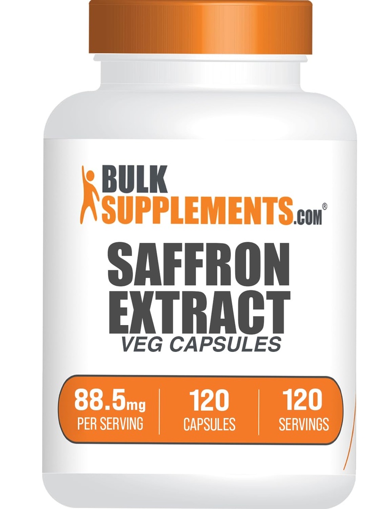 Bulkadditions.com Saffron Extract Kapsler - Saffron Kosttilskud, Saffron Extract 88.5mg - Vegan & Gluten Free - 1 Kapsel per Servering, 120 Veg Kapsler (Pakke med 1)