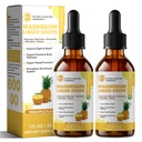 M tommer Magnesium Glycinat Væske, Høj Absorption Magnesium Liquid Drops med Cellulose Fiber, Bromelain, B6-vitamin, C, D, zink, Magnesium supplement til børn og voksne, Ananaspartikler, 2 Pack