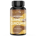 Liposomal gurkemeje supplement 2200 mg med sort peber ekstrakt 15 mg for høj absorption og fælles funktion, 60 Softgels for voksne