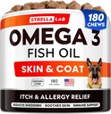 StrellaLab Fish Oil Omega 3 Treatings for Dogs (180 Treats) - Allergi & Itch Relief - Hud & Coat Supplement - Fælles sundhed - Wild Alaska Lakseolie - Smedning, Itchy Skin Relief - Omega 3 6 9 - EPA & DHA