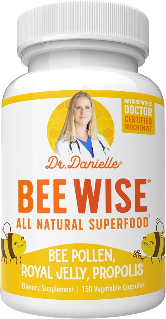 Dr. Danielles Bee Wise - Bee Pollen Supplement - Bee Well med Royal Jelly, Propolis, Beepollen i 4 daglige Bee Pollen kapsler