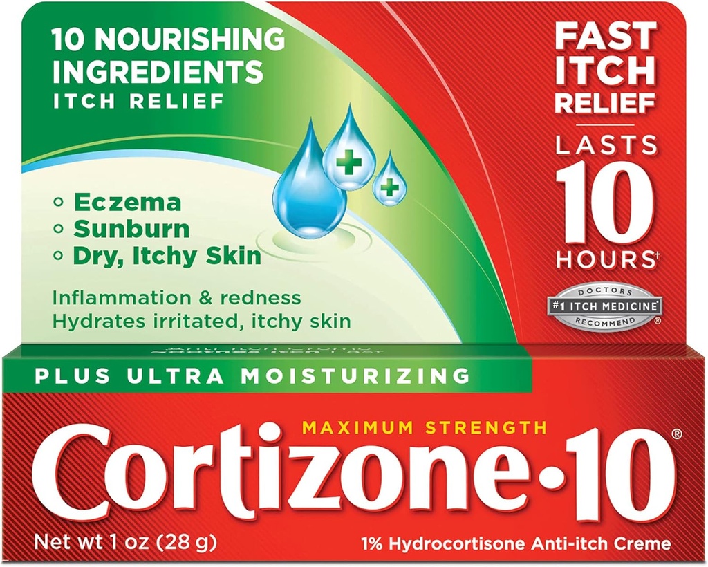 Cortizone 10 Maximum Strength Plus Ultra Moisturizing Anti-itch Cream, 1% Hydrocortisone, 1 oz.