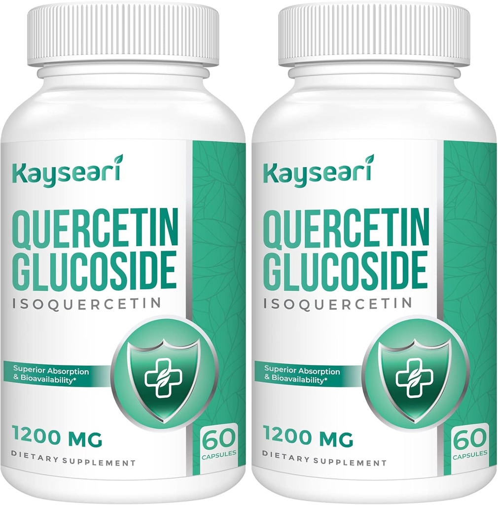 Quercetin Glucosid 1200mg Kosttilskud - Isoquercetin med 6X Biotilgængelighed, 120 Veggie kapsler, Indeholder sort peber & Rutin til Max Absorption