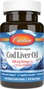 Carlson - Cod Lever Oil Minis, 280 mg Omega- 3s + Vitamin A og D3, Norwegian, Wild Caught, Sustainable Sourced, 100 Mini Softgels
