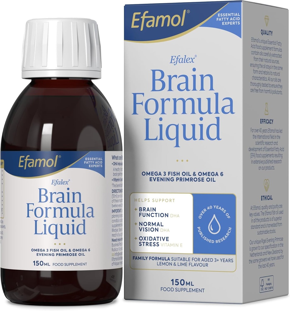Efalex Omega 3 + 6 Kosttilskud Lemon & Lime Aromatiseret Væske 150ml