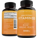 Viva Naturals D3 5000 IE Softgels, 360 greve (125 mcg), Understøtter ben & immunforsvar, høj potens D-vitamin