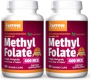 Jarrow Formulas Methyl Folate 400 mcg - 60 Veggie Caps, Pack af 2 - Højbiologisk Aktiv form for Folate - 4. Generation Folinsyre teknologi - 120 Total Servering