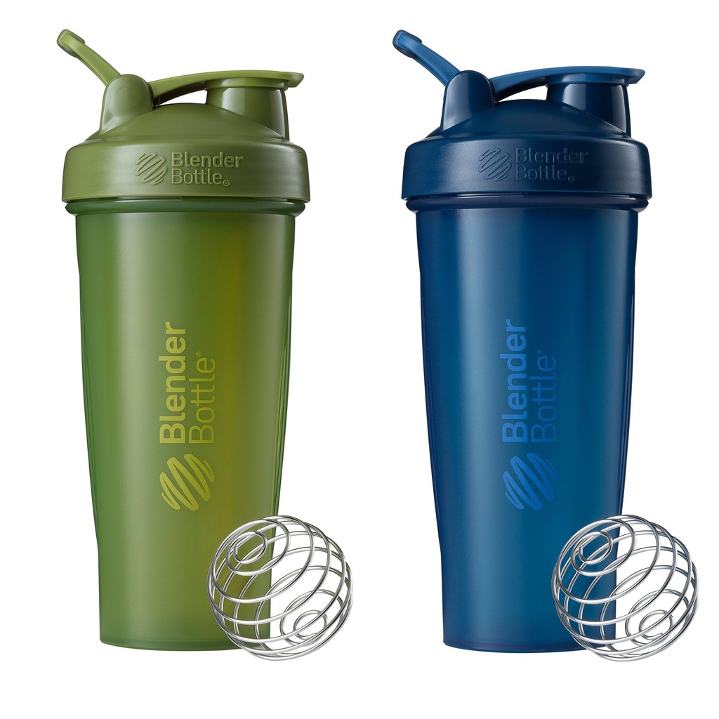 BlenderBottle Classic Shaker Flaske Perfekt til Protein Shakes og Pre Workout, 28-Ounce (2 Pack), Moss og Navy