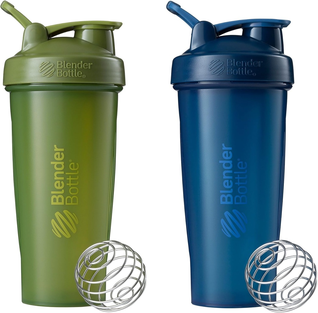 BlenderBottle Classic Shaker Flaske Perfekt til Protein Shakes og Pre Workout, 28-Ounce (2 Pack), Moss og Navy