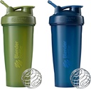 BlenderBottle Classic Shaker Flaske Perfekt til Protein Shakes og Pre Workout, 28-Ounce (2 Pack), Moss og Navy