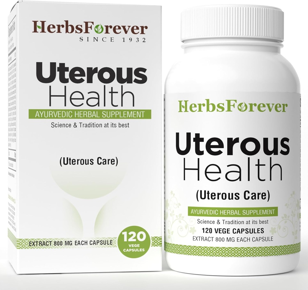 HerbsForever Uterous Health / Uterous Care Herbal Produkt Kontrol Overskydende cyster Blødning, Fibroids, 120 Vege Kapsler, 800 mg Hver, Koncentreret ekstrakt
