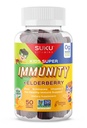 SUKU Vitaminer - Kids Super Immunity - Elderberry, Echinacea, Vitamin A og Zink Gummier til immunforsvar - Let at tygge - Ikke GMO, Gluten Sugar Free - Pomegranat Lime Gummy Vitaminer, 50 Greve