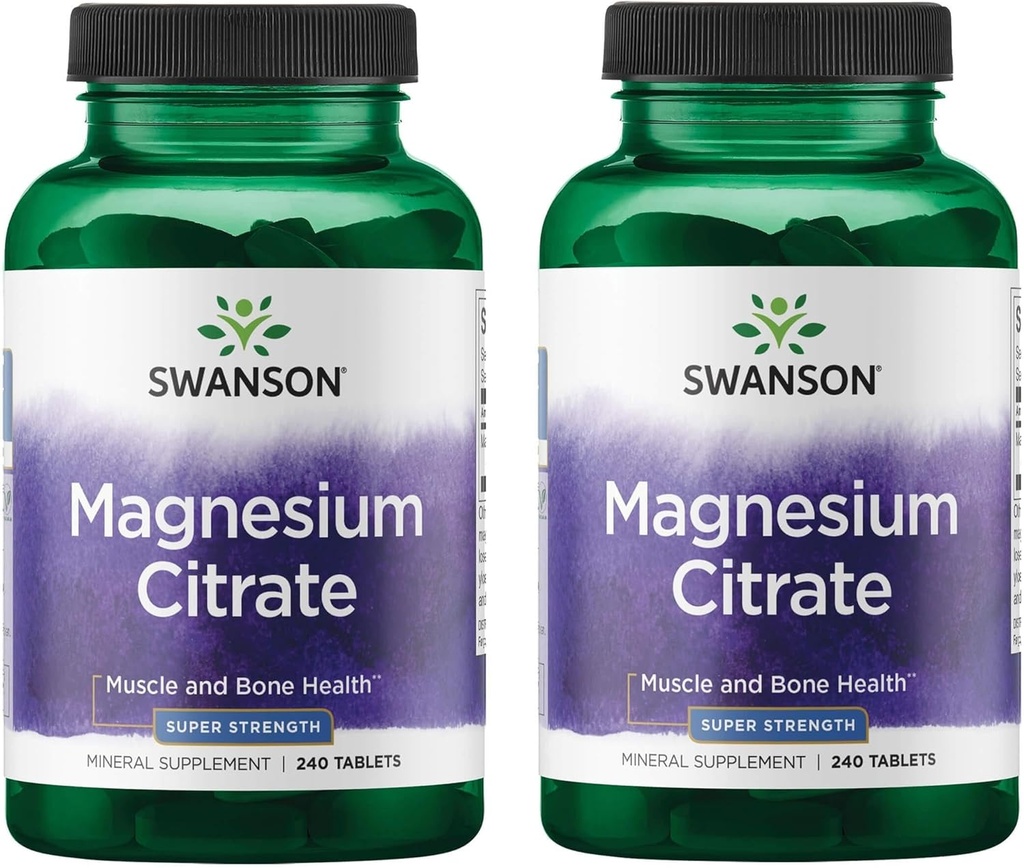 Swanson Super- Strength Magnesium Citrate (112,5 Mg per tablet) 240 Tabs (2 Pack)