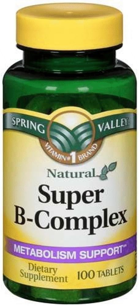 Spring Valley Super B- Complex, Metabolisme Support, 100 tabletter