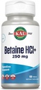 KAL betaine HCL med pepsin, fordøjelsesfremmende kosttilskud med 250 mg betaine hydroklorid plus 130mg pepsin, gluten fri, non-GMO, 60- dag garanti, hurtige desintegration tabletter, 100 Servere, 100ct