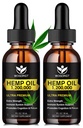 (2 Pack) Økologisk Hamp Oil - 100% Natural Hamp Oil Extract, Calming, Sleep, Afslapning, Immunstøtte, Rig i Omega 3, 6, 9 Fedtsyrer, Vegan - 30ml
