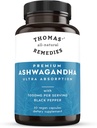 Thomas 'all- naturlige retsmidler Organic Ashwagandha Stress Support, Mood & Energy Support, Pure Ashwagandha 1000mg, Ultra Absorption med sort peber, Vegan, Ingen fyldstoffer