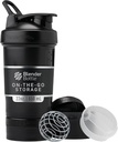 BlenderBottle Shaker Flaske med pille Organizer og opbevaring for protein pulver, Classic V2 ProStak System, 22-Ounce, Midnight Black
