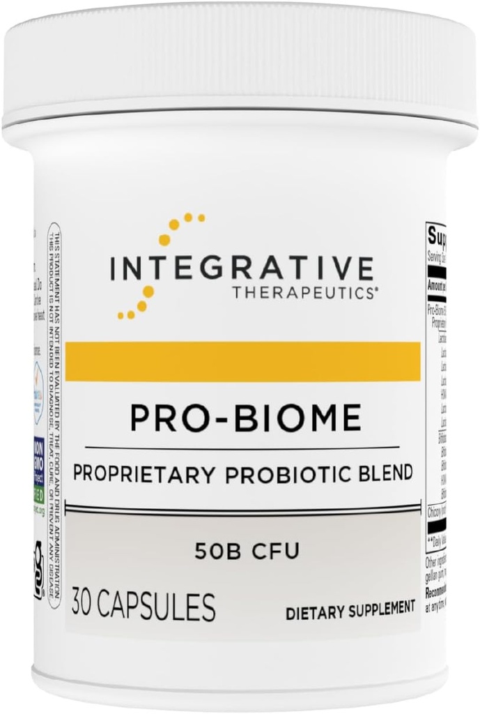 Integrativ terapi Pro- Biome - Probiotisk blend til fordøjelsessygdomme og immunforsvar * - Daglig probiotisk for Gastrointestinal sundhed * - Dairy- Free & Gluten- Free - 30 kapsler (30 Servere)