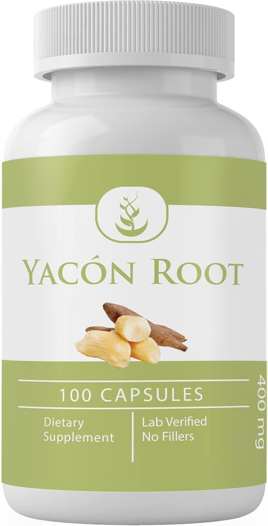 PURE ORIGINAL INGREDIENSER Yacon Root, (100 kapsler) Altid ren, ingen tilsætningsstoffer eller fyldstoffer, Lab Verified