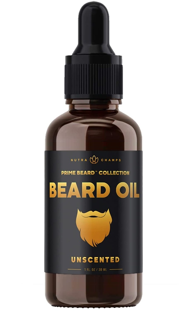 NutraChamps Beard Oil Conditioner - Uduftende Jomfru Argan, Jojoba, Drueseed Olies & mere til Beard Growth - Blødninger & Styrker Beards & Mustaches for Mænd - Premium Signature Prime Beard Blend