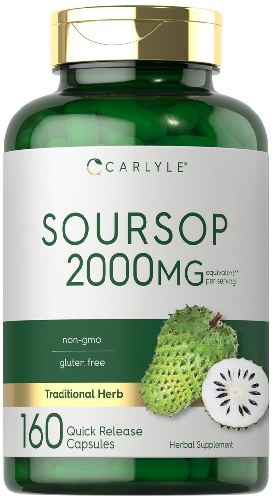 Carlyle Soursop Leaves - 124; 2000mg - 124; 160 Kapsler - 124; Traditionel Herb - 124; Non GMO, Gluten Free Supplement