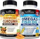 Triple Strength Omega 3 Fish Oil Softgel (1 måned Tilgang) Plus gurkemeje med sort peber ekstrakt 1500mg Complex (Trial Størrelse)