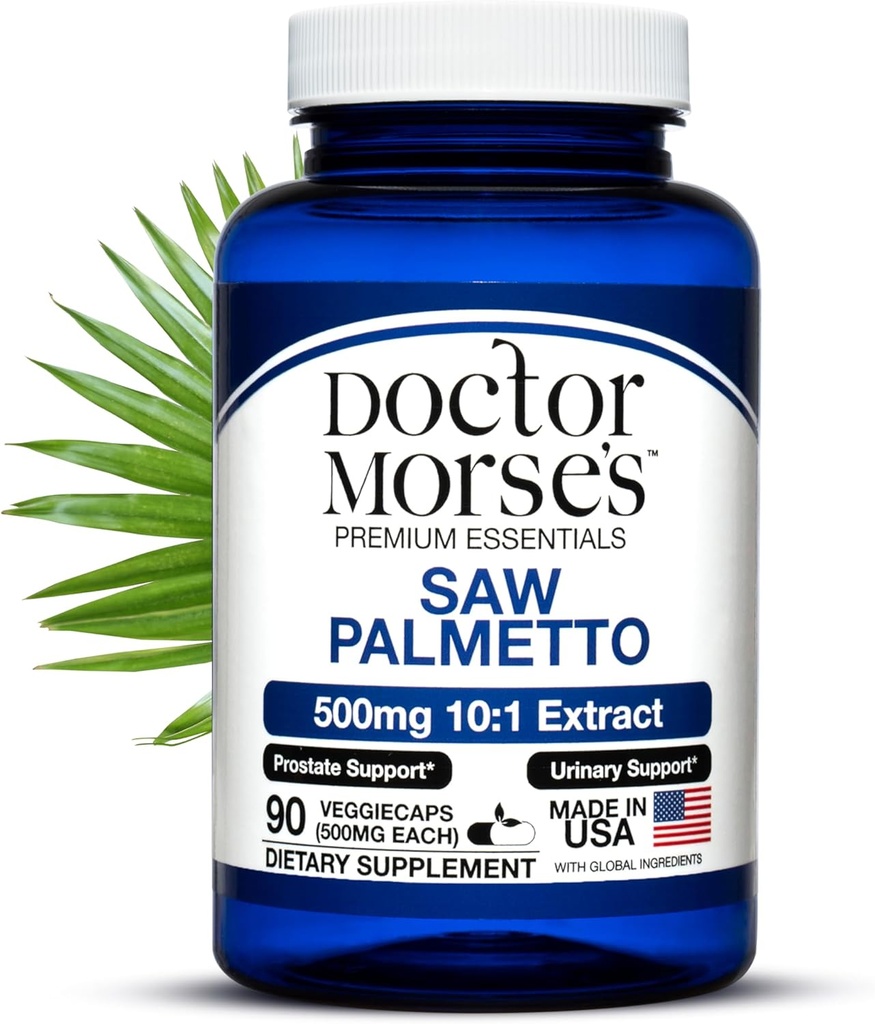Doctor Morse 's Saw Palmetto 10: 1 Extract 500mg Ækvivalent med 5000mg, Prostata Health Support Support for Mænd & Kvinder - FDA- Registered, NSF- Certified Facility - Extra Strength Formel - 90 Caps
