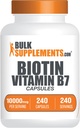 Bulkaddiments.com Biotin 10000mcg Kapsler - Biotin Supplement, Biotin Vitaminer til hår, hud og negle, vitamin B7 - Gluten Free, 1 Kapsel per servering, 240 Kapsler (pakning med 1)