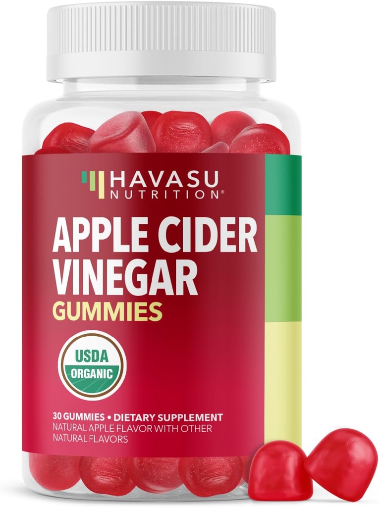 Apple Cider Vincious Gummies - Organic ACV Vitaminer til fordøjelse, Metabolisme & Gut Support - 30 Greve - Vegan, Non- GMO, Gluten- Free - Lækker smag & Ingen Harsh Smag - 15 dages forsyning