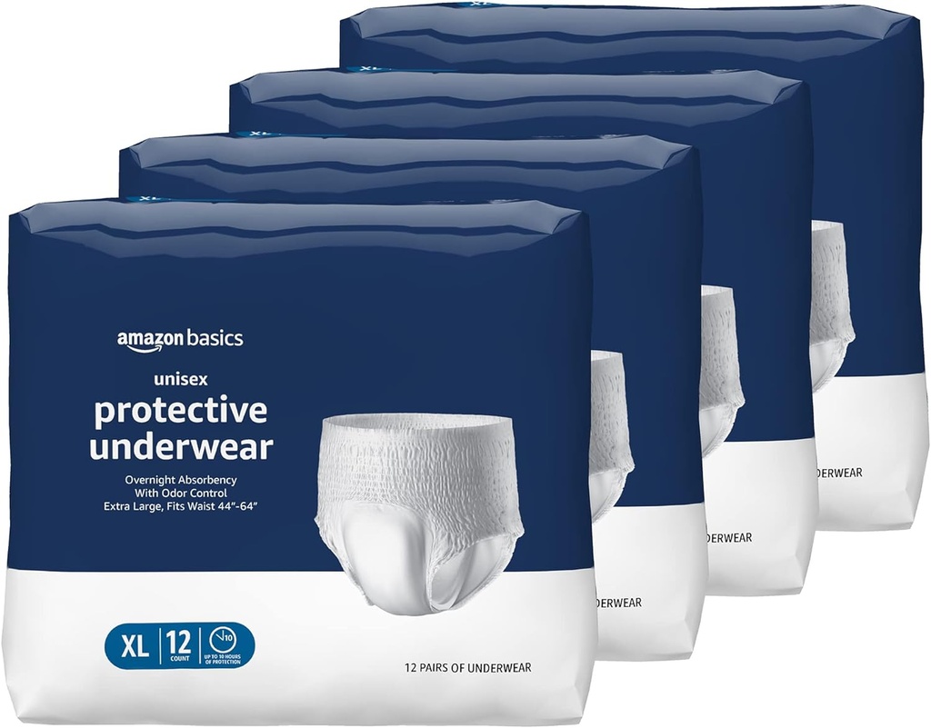Grundlæggende Unisex Beskyttende Undertøj, Overnatning Absorption, Ekstra Stor, 48 Greve, (4 pakker af 12)