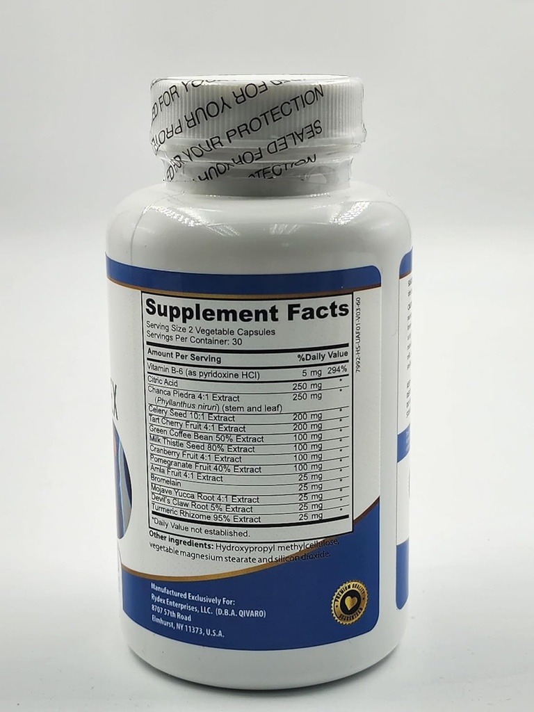 Urisyre Pro - Natural Supplement med Cranberry, Selleri, Tart Cherry, Devil 's Claw, og Green Coffee Bean Ekstrakter - 60 Vegetabilske kapsler