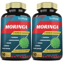 2 Pakker Moringa Kapsler, 4 Måneder Tilførsel med gurkemeje, Ashwagandha, Ginger, Licorice, Black Pepper Budd124; Immunstøtte, Energy Booster Budding124; Oleifera Leaf Herb Kosttilskud