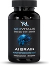 AI Brain Nootrop supplement til fokus, hukommelse & mental Clarity forbedring kapsler til mænd og kvinder, Caffe- Gratis daglig kognitiv støtte med Bacopa, Alpha GPC & vitamin B6, 60 Vegetariske kapsler