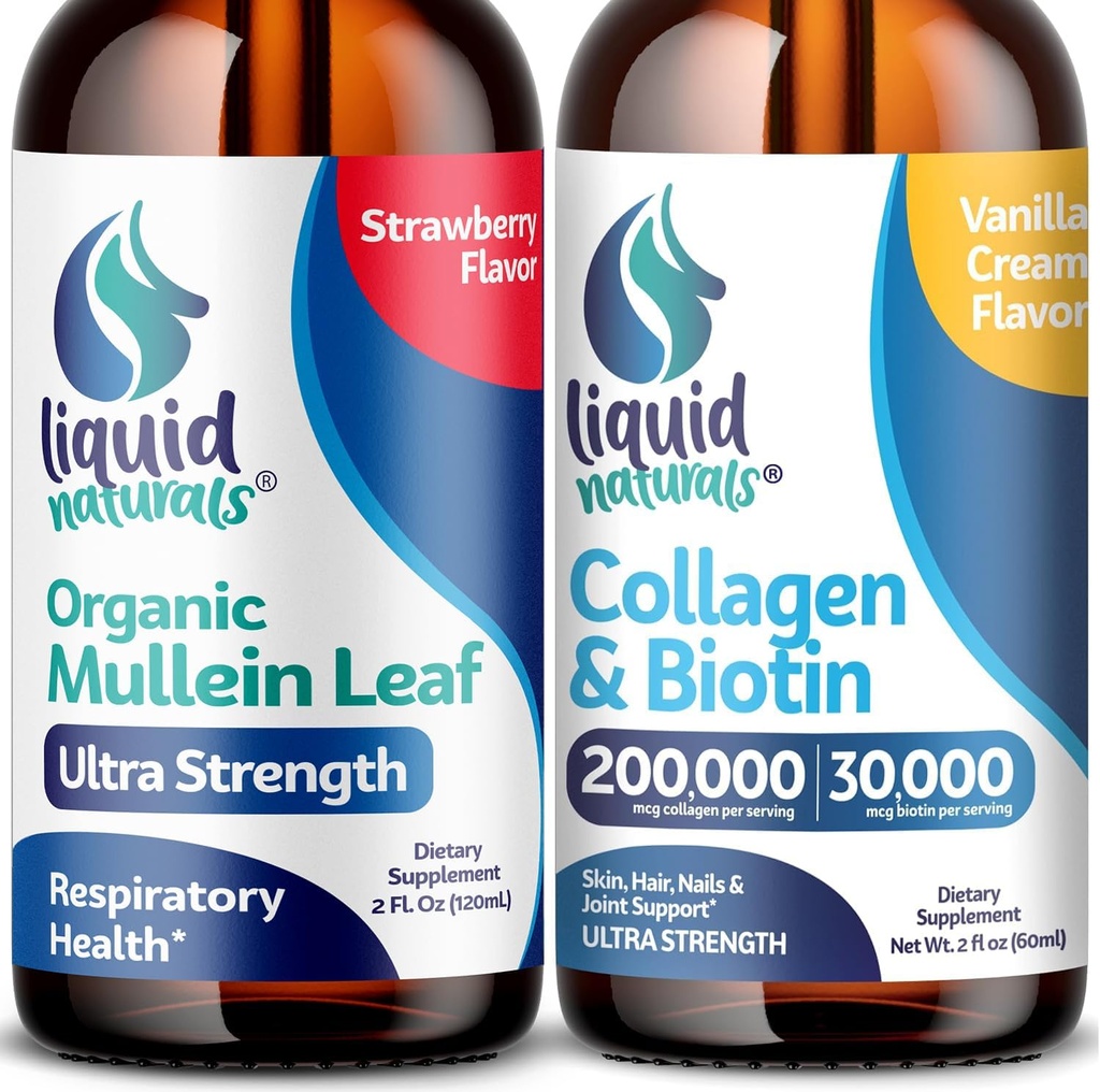 Wellness LABSRX Mullein Leaf Drops til Lunger, 2 Fl. Oz - Flydende Collagen og Biotin, 2 Fl. Oz