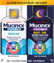 Mucinex Fast- Max Cold and Flu & Nightshift Medicin til voksne, Over- The- Counter Medication Combo Pack for Sore Throat Relief, Decongestant, Cough & Cold Medicine (2 x 6 Fl Oz)