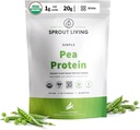 Spraut Living Organic Pea Protein Powder, Unflavored, 20 Grams of Plant Based Organic Protein Powder without Kunstig Sweeteners, Non Dairy, Non- GMO, Vegan, Gluten Free (1 Pund, 19 Servere)