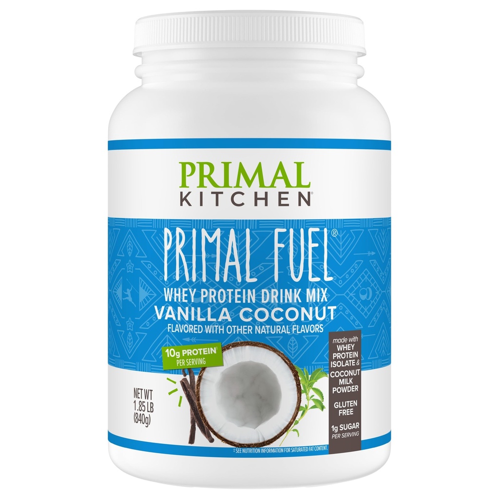 Primal køkken Primal Brændstof Vanilla Kokosolie Whey Protein Drink Mix, Gluten og Soy Free, 1,85 Pounds