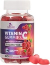 Sugar Free Vitamin C Gummies - immunforsvar & antioxidant Vitamin C Kosttilskud - Vegan, Non- GMO, Dairy & Gluten Free C Vitamin Gummies - Raspberry Flavor til børn og voksne - 60 Count Gummies