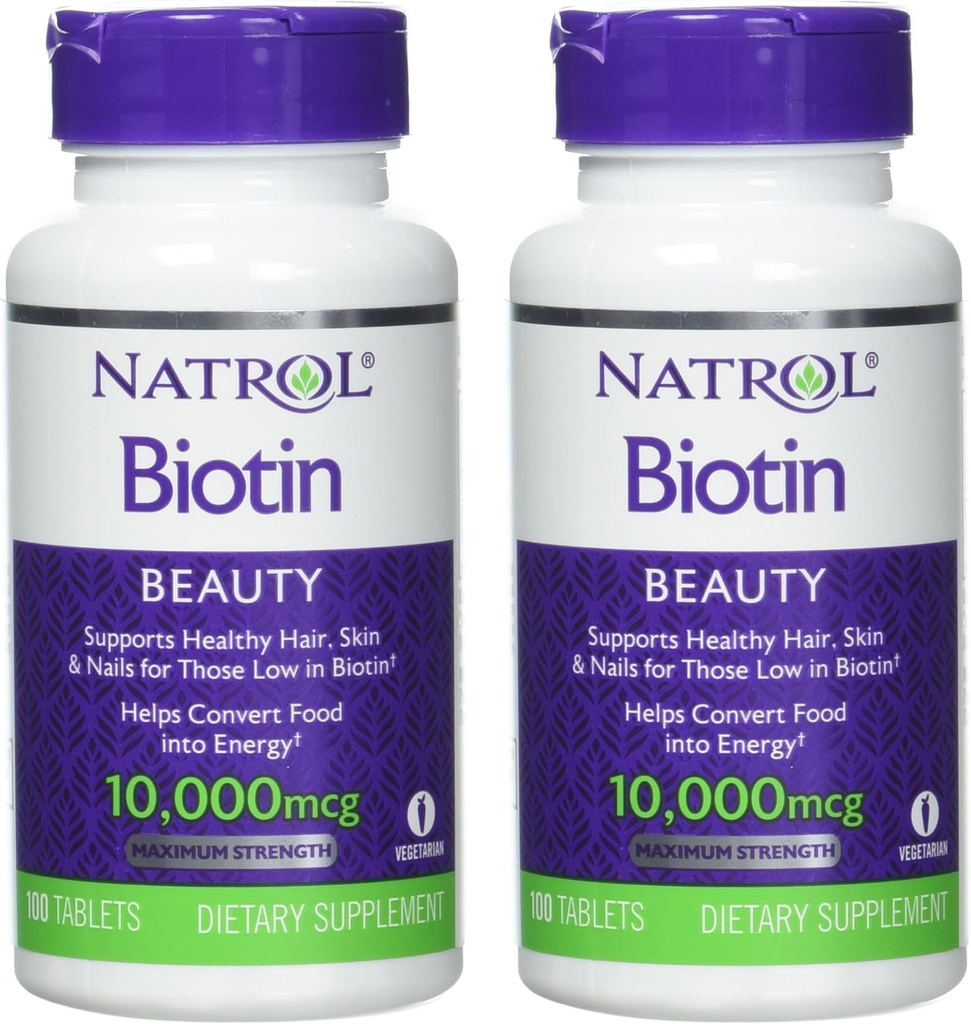 Natrol Biotin Tablet 10000 mcg, 100 Count (pakke med 2)