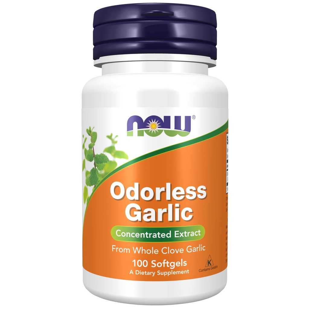 Now Foods Supplements, Odorless Hvidløg (Allium sativum), Koncentreret ekstrakt, 100 Softgels