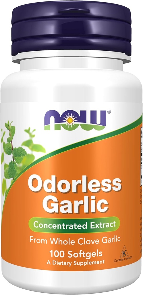 Now Foods Supplements, Odorless Hvidløg (Allium sativum), Koncentreret ekstrakt, 100 Softgels