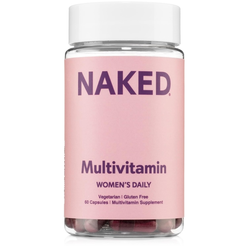 NAKED ernæring Kvinder Multi - Daily Multivitamin - Vitaminer A, C, E, Selenium, Zink, Frugt og Super Green Udtrækker, til Boost immunforsvar - Glutenfri og vegetariske vitaminer, 60 kapsler