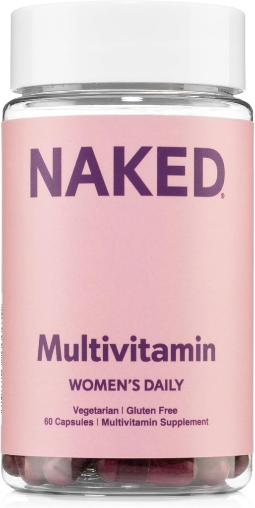 NAKED ernæring Kvinder Multi - Daily Multivitamin - Vitaminer A, C, E, Selenium, Zink, Frugt og Super Green Udtrækker, til Boost immunforsvar - Glutenfri og vegetariske vitaminer, 60 kapsler