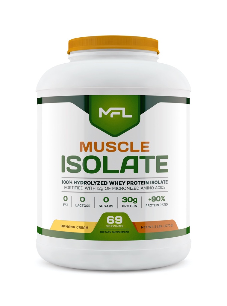 MFL 100% Isolate Protein l 30g Protein l 12g Aminosyrer l Keto Friendly l Low Carbs l 5 lbs. (Banana Cream)