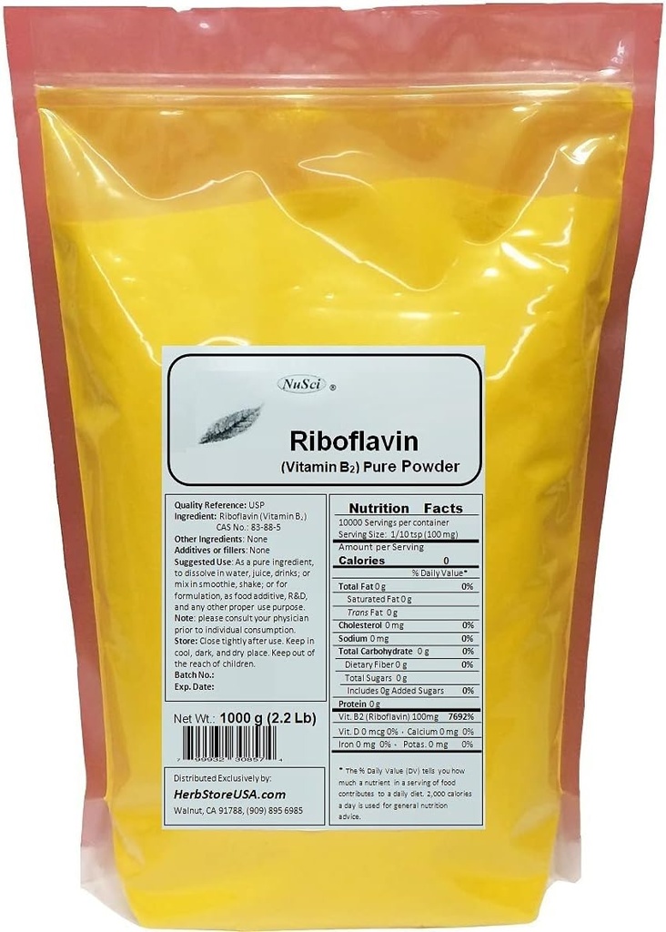 Vitamin B2 Riboflavin Pure Powder Energy (1000 Bedste (2,2 LB))