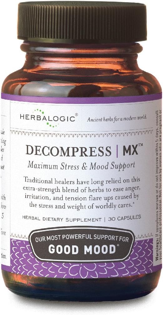 Herbalogisk - Decompress MX Herb Kapsler - Maksimal Stress & Spænding Relief - Reducerer vrede & Moodiness, Positive Mood Support - Baseret på den traditionelle kinesiske Formel Xiao Yao San - 30 Cap Count