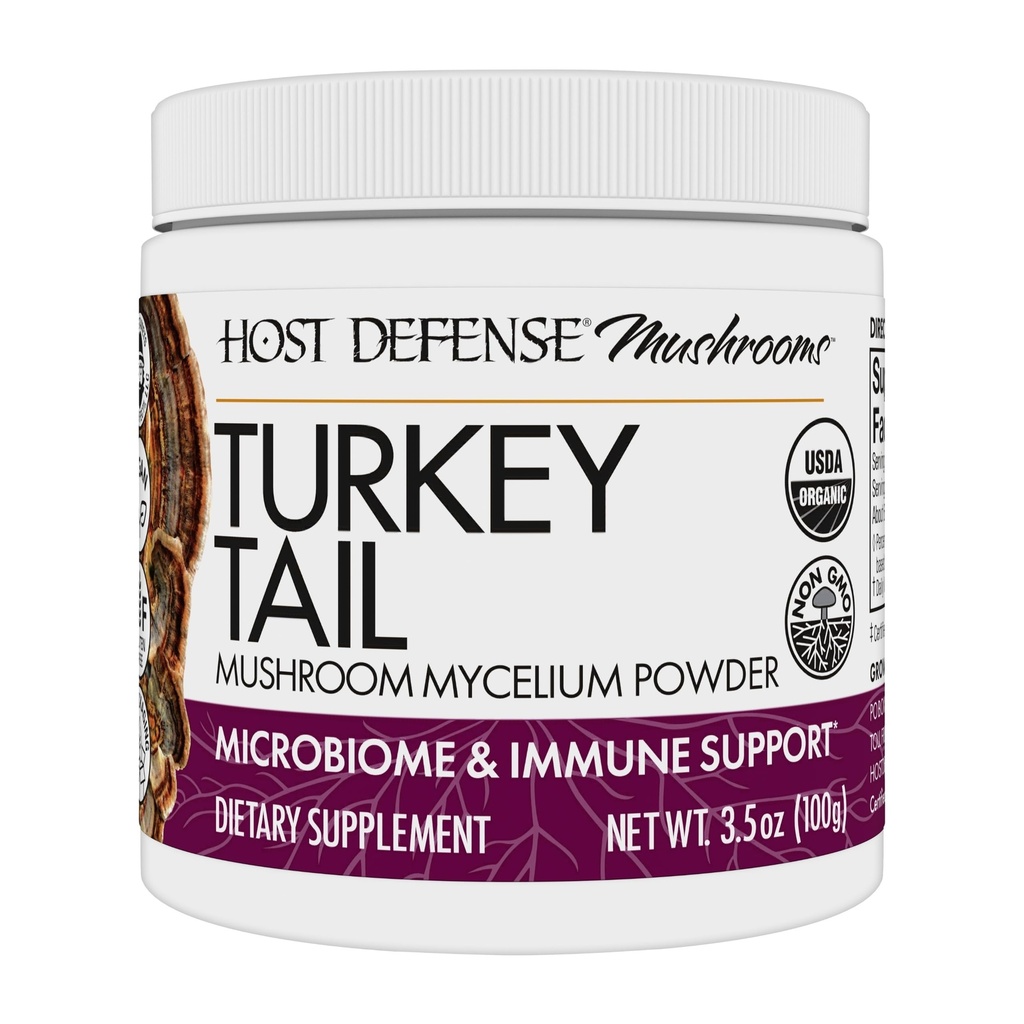 Værtsforsvar Tyrkiet Tail Mushroom Powder - fordøjelig sundhed & immunforsvar Support - Mushroom supplement til Gastrointestinal & Gut Microbiome Support - 3.5 oz (66 Servere) *