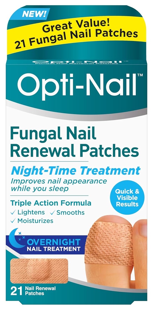 Opti- Nail Fungal Nail Fornyelse Patches - 21 Patches, Night- Time Treatment Forbedrer negleudseende, mens du sover