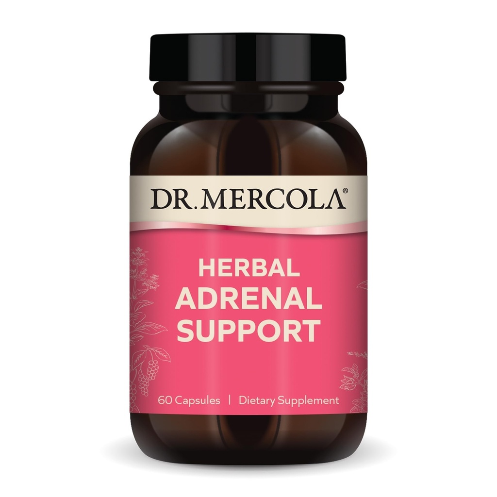 Dr. Mercola Herbal Adrenal Support, 30 Servere (60 kapsler), Kosttilskud, Mood og Stress Management, Non- GMO